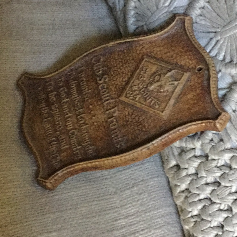 Vintage cub scouts plaque primitive decor cabin lodge